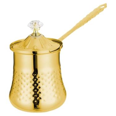 Imagem de Generic Cafeteira/Bandeja de Cozinha com Tampa, Ideal para Camping, Derretedor de Chocolate, Cabo Confortável para Fogões a Gás, aço Inoxidável Dourado, S