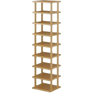 Imagem de Sapateira Vertical Pequena Sapateira Prateleira Alta Para Espaços Estreitos Sapateiras Independentes Para Entrada Sapateira De Bambu Organizador Para Quarto De Canto De Armário, 9tier