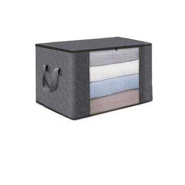 Imagem de KIT 1-5 Caixa Saco Organizador Grandes Edredom Casaco Guarda Roupa para Lençol Travesseiro, Calças e Cobertor Multiuso(Reforçado-84L-Cinza x5)