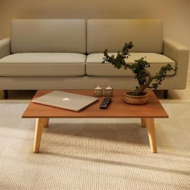 Imagem de Mesinha De Centro Retangular 80X42 Mesa Lateral Moderna Para Sala Pé Palito em Madeira Mdf (freijó)