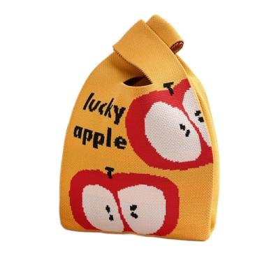 Imagem de Bolsa de lã de tricô casual com desenho animado de Natal fofa para presente de Natal (estilo C)