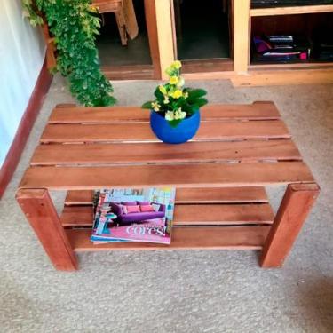 Imagem de Mesinha de centro Rústica de Madeira Maciça Artesanal - Estilo Rústico