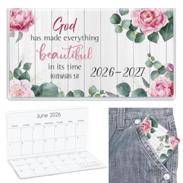 Imagem de ReliThick 17,8 cm x 16,5 cm 2026-2027 calendário de bolso para bolsa, agenda mensal pequena, caderno, capa de PVC, blocos de notas, presente de agradecimento, presente para mulheres, mãe, amigas
