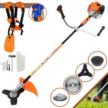 Imagem de Roçadeira Profissional Lateral Vulcan Vr520h À Gasolina 52cc 2,5hp 2t + Faca 40 Dentes Duraline 255mm 2mm + Escova Rota