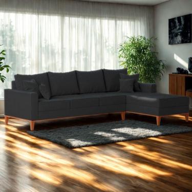 Imagem de Sofá 4 Lugares Beny Com Chaise Direito Linho Grafite