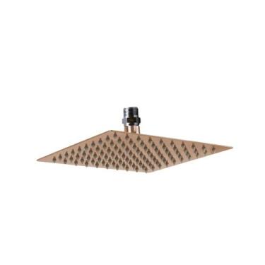 Imagem de Ducha Chuveiro 20x20 Slim Inox Rose Golden Com Niple Suporte De Teto -