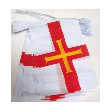 Imagem de AZ FLAG Guernsey 12 metros BUNTING Bandeira 20 bandeiras 18'' x 12'' - bandeiras britânicas STRING 30 x 45 cm