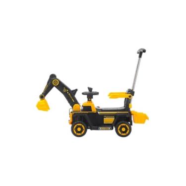 Imagem de Retroescavadeira Elétrica Infantil 6V, Amarela e Preta, com Pá Móvel, Luzes e Música, Capacidade 30kg, 60x35x38cm, para Crianças Acima de 3 Anos