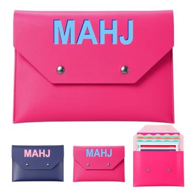 Imagem de SilTriangle Leather Mahjong Card Clutch Holder 7x5 Inches Pouch for Nmjl Shuffler Cards Mahjong Accessories Protective Cover Case with Secure Closure Ideal Gifts for Lovers Playing Game Night, Pink
