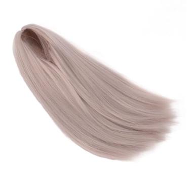 Imagem de SUNGOOYUE 1/4 Boneca Longa Reta Peruca Macia de Alta Temperatura Seda Meio Divisão Estilo Diy para Coleção de Bonecas (Rosa Cinza Claro)