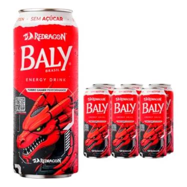Imagem de 6 Energéticos Gamer Baly Redragon – Morango e Pêssego Sem Açúcar – 473ml