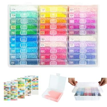 Imagem de Lanzeyo Recipiente de armazenamento Diamond Art com tampa, o pacote da caixa contém 30 bandejas com tampas, bandeja 2 em 1 pode armazenar