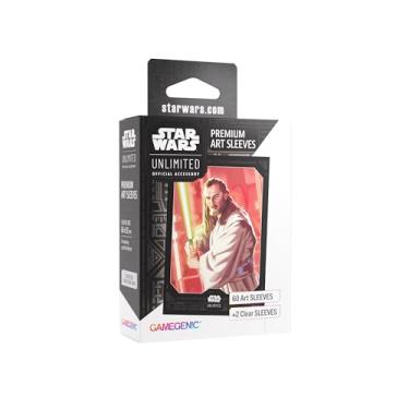 Imagem de Gamegenic, Star Wars: Unlimited Premium Art Sleeve - Qui-Gon Jinn, 60 Art Sleeves + 2 Mangas Transparentes, Código da Cor da Manga: Cinza