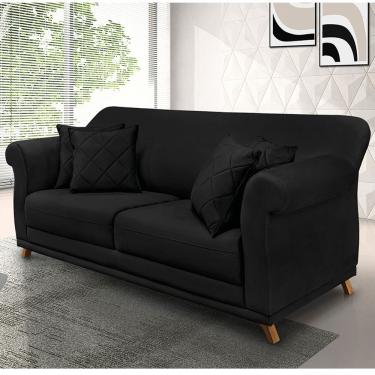Imagem de Sofá 2 Lugares Pé De Madeira Julieta 160 Cm Suede S04 - D'rossi Cor Preto