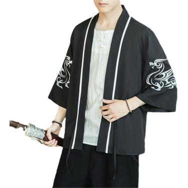Imagem de Vintage Dragon Phoenix Bordado Kimono Cardigan Samurai Japonês Roupas Yukata Haori Obi Verão Top De Praia, 2207 White, L