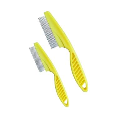 Imagem de 2 Peças Pente Fino Tira Piolho Lêndeas Pulgas Carrapatos Remelas Remove Pelos Mortos Cachorro Gato