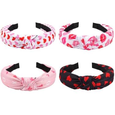 Imagem de Budsmile 4 faixas de cabelo para dia dos namorados com nó XOXO para mulheres, meninas, ioga, dia dos namorados, maquiagem, acessórios de cabelo