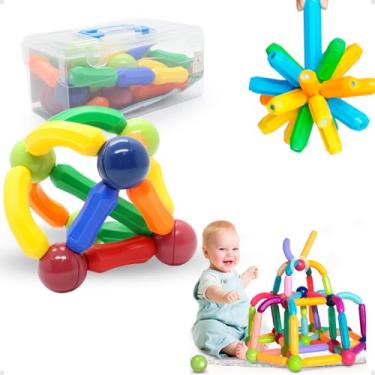 Imagem de Brinquedo Educativo Magnético 42 Peças – Blocos de Montar para Criatividade e Desenvolvimento Infantil