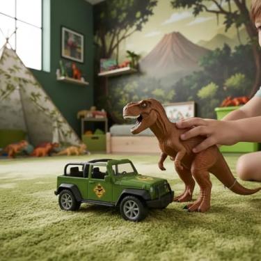 Imagem de Brinquedo Infantil Carrinho Safari e Tiranossauro Rex - Bs Toy