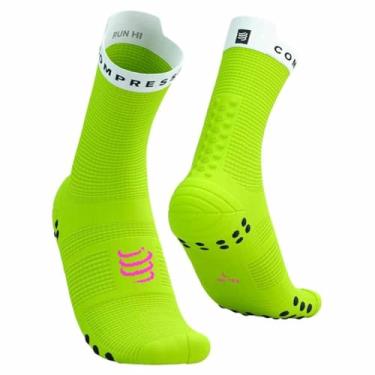 Imagem de COMPRESSPORT Meias Pro Racing v4.0 Run Quarter - AW24, Amarelo seguro/branco, tamanho nico