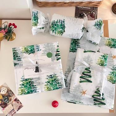 Imagem de 10 folhas de papel de embrulho para presente de árvore de Natal - papel de embrulho festivo para aniversário, Natal, festa - Papel de embalagem decorativo elegante e de qualidade premium
