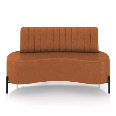 Imagem de Sofá 2 Lugares Living 135cm Pé Ferro Pto Maraú Sintético Pu K01 - D\'rossi Cor Marrom