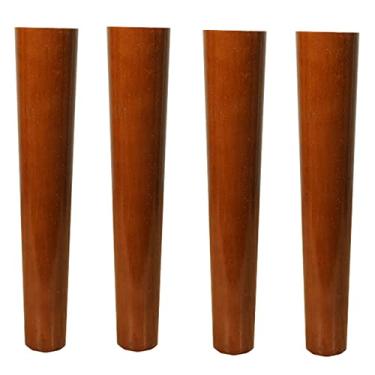Imagem de 4 peças de pernas de móveis de madeira, pernas de sofá de madeira maciça, pés de substituição DIY com placa de montagem e parafusos para armário, cama, cadeira, sofá, cômoda, mesa, suporte de TV (30