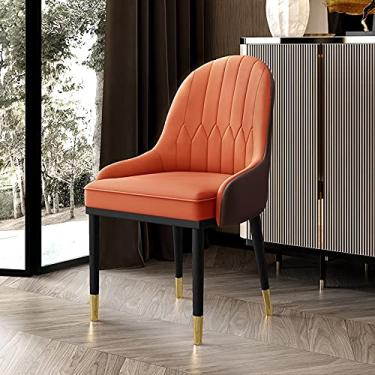 Imagem de Cadeira de jantar, cozinha, sala de jantar, móveis, cadeiras de cozinha, cadeiras de jantar, cadeiras modernas para sala de estar, couro PU, encosto alto, assento macio, cadeira lateral com pernas de
