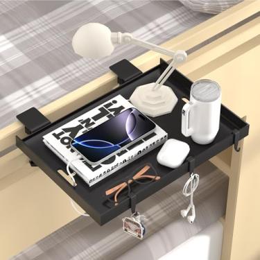 Imagem de Prateleira de cabeceira dobrável, bandeja de metal para cama de beliche e dormitório, organizador essencial de dormitório para estudantes universitários, bandeja flutuante, mesa de cabeceira que