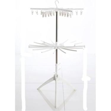 Imagem de LULUMAIC Rack de secagem de roupas dobrável multicamadas: Secador de piso eficiente com design de guarda-chuva (2 níveis)