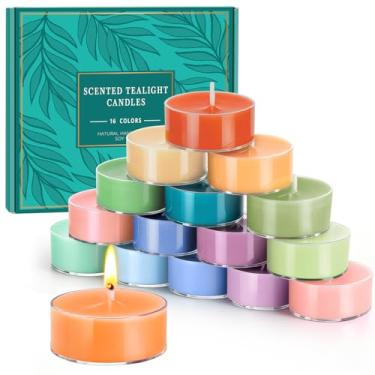 Imagem de Velas perfumadas para aromaterapia – Conjunto de 16 cores variadas, cera de soja natural com óleos essenciais para decoração de casa, relaxamento e presente