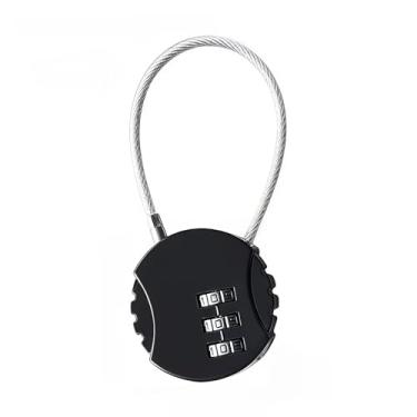 Imagem de 1 trava de cabo de combinação de 3 dígitos resistente - trava de segurança de liga de zinco com mostrador codificado, trava de arame durável para armários, bagagens, gavetas e uso ao ar livre