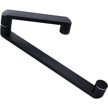 Imagem de Puxador de porta de vidro de empurrar e puxar, puxador de porta de vidro push-pull de aço inoxidável/maçaneta de porta de chuveiro de banheiro, puxador de substituição preto - 225 mm + 425 mm