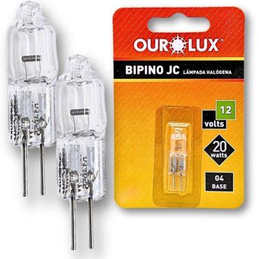 Imagem de Kit 2 Lampadas Halogena Bipino Jc 20W 12V G4 - Ourolux