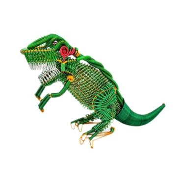 Imagem de Ｂｅｓｇａ Estátua de dinossauro estatueta, arame de alumínio Modelo de ornamento Dragão Figura Escultura Animal para lareiras Sala de estar do armário, Verde