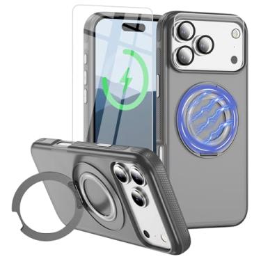 Imagem de Bonkier Capa para iPhone 17 Pro [compatível com Magsafe] [proteção contra quedas de grau militar de 15 pés] com protetor de tela e protetor de lente, capa de telefone com suporte à prova de choque