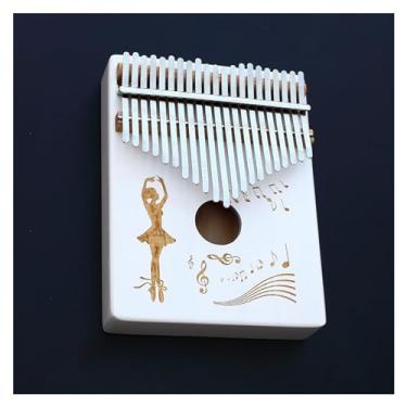 Imagem de Piano de polegar Kalimba 21 teclas de madeira maciça branca com martelo de afinação e acessórios para iniciantes (cor: 04)
