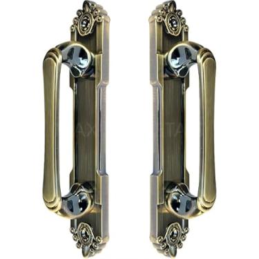 Imagem de Puxador Duplo Colonial Porta Correr Passagem Madeira Rústico Retro 220mm Atenas (Bronze Antigo)