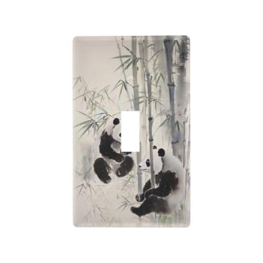 Imagem de Blueangle Capa de placa de parede para interruptor de luz - Tampa decorativa para interruptor de luz de bambu panda chinês, placa de parede, tamanho 1 gangue 4,53 x 2,76 polegadas (225)