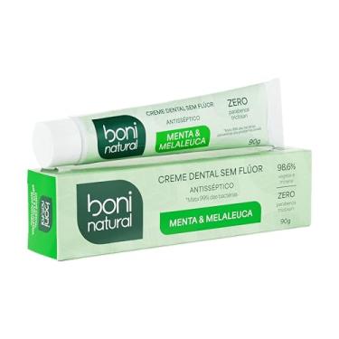 Imagem de Creme Dental com óleos naturais de Menta e Melaleuca Vegano e Natural, Sem Flúor, Sem Triclosan, Boni Natural, Branco