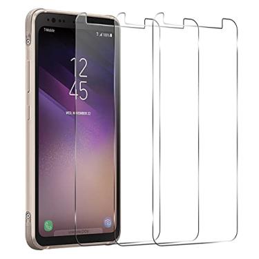 Imagem de OCESTORE Pacote com 3 películas protetoras de tela de impressão de seda, antirriscos, dureza 9H, cobertura total, película protetora de vidro temperado para Galaxy S8 Active G892A 5,8 polegadas