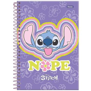 Imagem de Caderno Espiral Capa Dura 1/4 Pequeno Stitch 80 Folhas Foroni Estampa 1