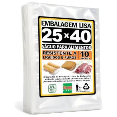 Imagem de Saco a Vácuo Liso Sem Ranhuras [25x40 cm] [10 Micras] [1000 Unidades] - Para Seladora de Câmara e Bico - Embalagem Profissional Resistente Reforçada Alimentício BPA Free