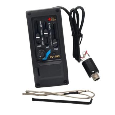 Imagem de simhoa Captador de Guitarra Piezo Portátil de 3 Bandas EQ-505 para Canhotos com Afinador