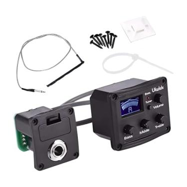 Imagem de MERIGLARE Captador piezoelétrico para ukulele com pré-amplificador, de afinador, peças de reposição, pré-cabeado e com controle de volume.