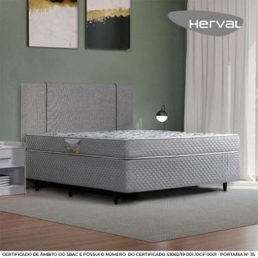 Imagem de Cama Box com Cabeceira Casal Herval Ortopedic Black, Espuma Alto Supor