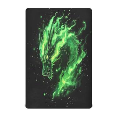 Imagem de STAYTOP Lençol de berço de dragão verde chama, para meninos e meninas, lençol com elástico para berço padrão e colchão infantil, de microfibra supermacia, 137 x 71 cm