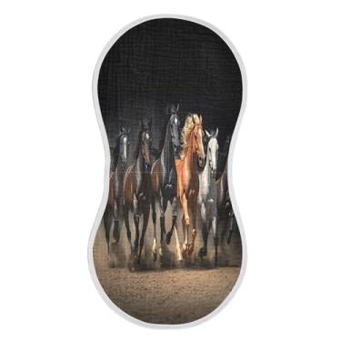 Imagem de xigua Conjunto de 2 panos de musselina para arrotar cavalos galopantes, panos super macios e absorventes, roupas de arroto de algodão, presente de chá para recém-nascidos, bebês meninas e meninos