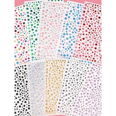 Imagem de 10 peças de adesivos de decoração de rosto redondo de dopamina, tatuagens minimalistas, presente de férias, faça você mesmo, festival de música, festa, baile de máscaras para cabelo, olhos, rosto