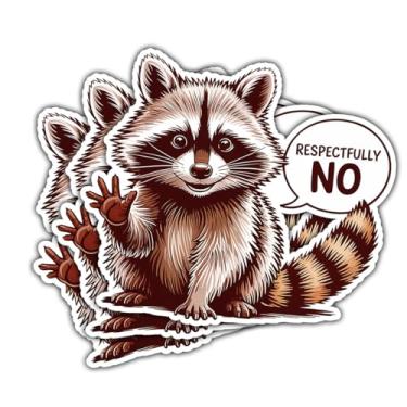 Imagem de 3 peças de adesivos Respectfully No Raccoon, decalque de vinil engraçado animal dizendo fofo lixo panda adesivos humor para laptop, garrafa de água, caderno, carro, estojo, presente para amantes de